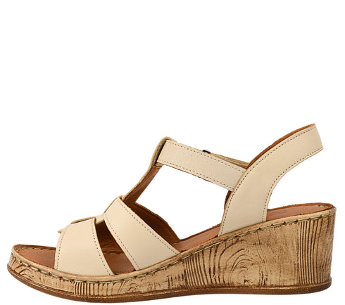 Sandale casual, dama, ANNA VIOTTI, D72-611, crem, piele naturala, cu platforma